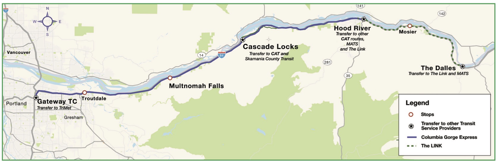 Columbia Gorge Express Route Map