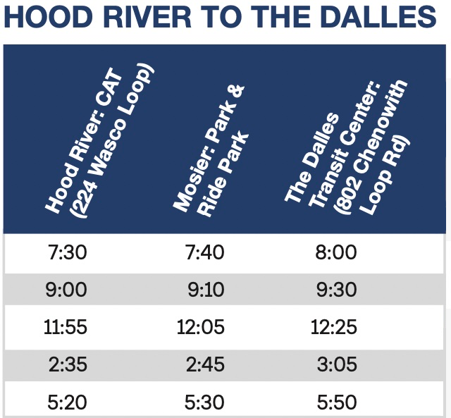 LINK - Hood River/The Dalles Mon-Fri Schedule