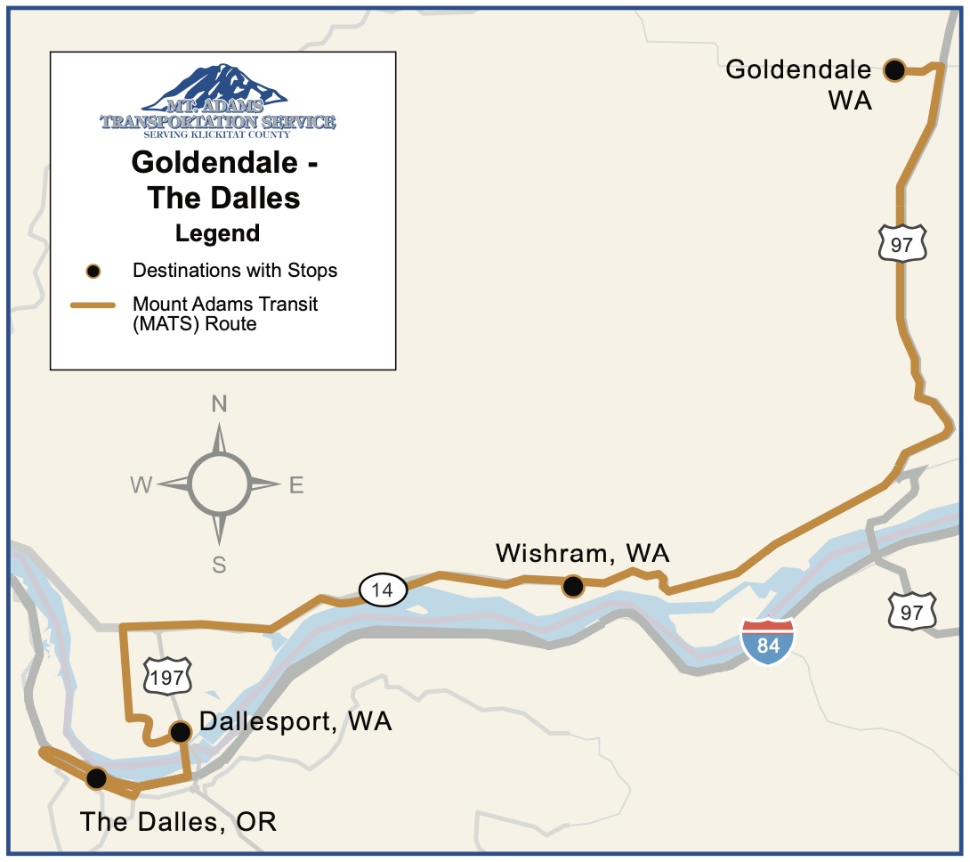 Mt. Adams Transportation - Goldendale/The Dalles Map
